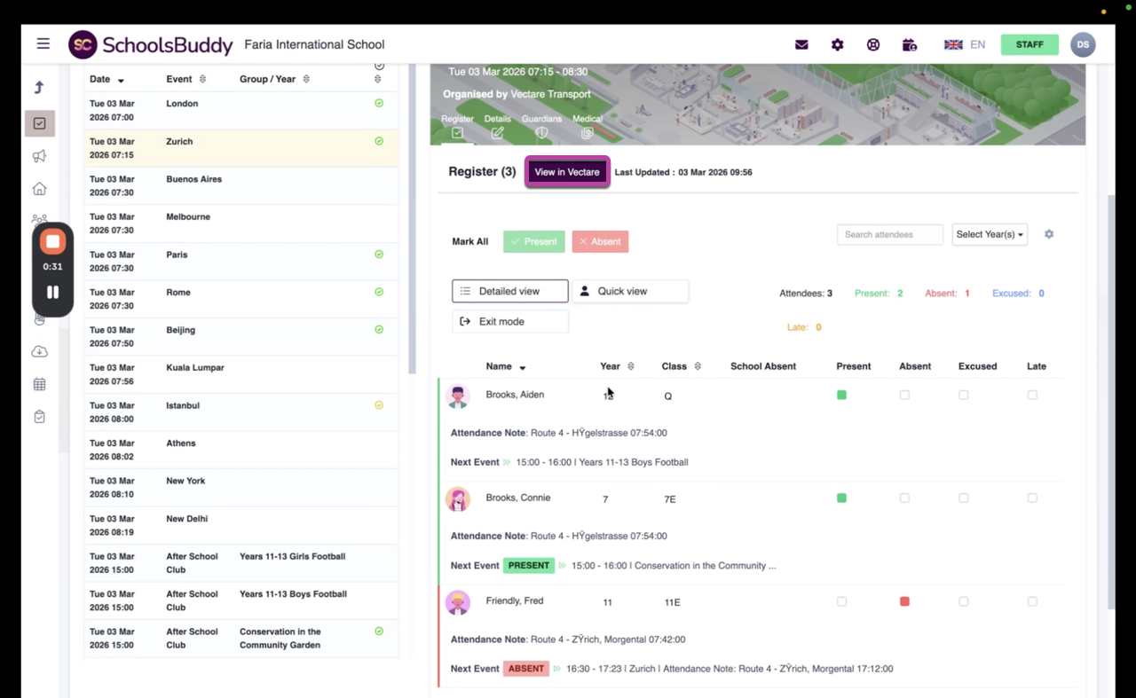 Vectare Journey in Calendar
