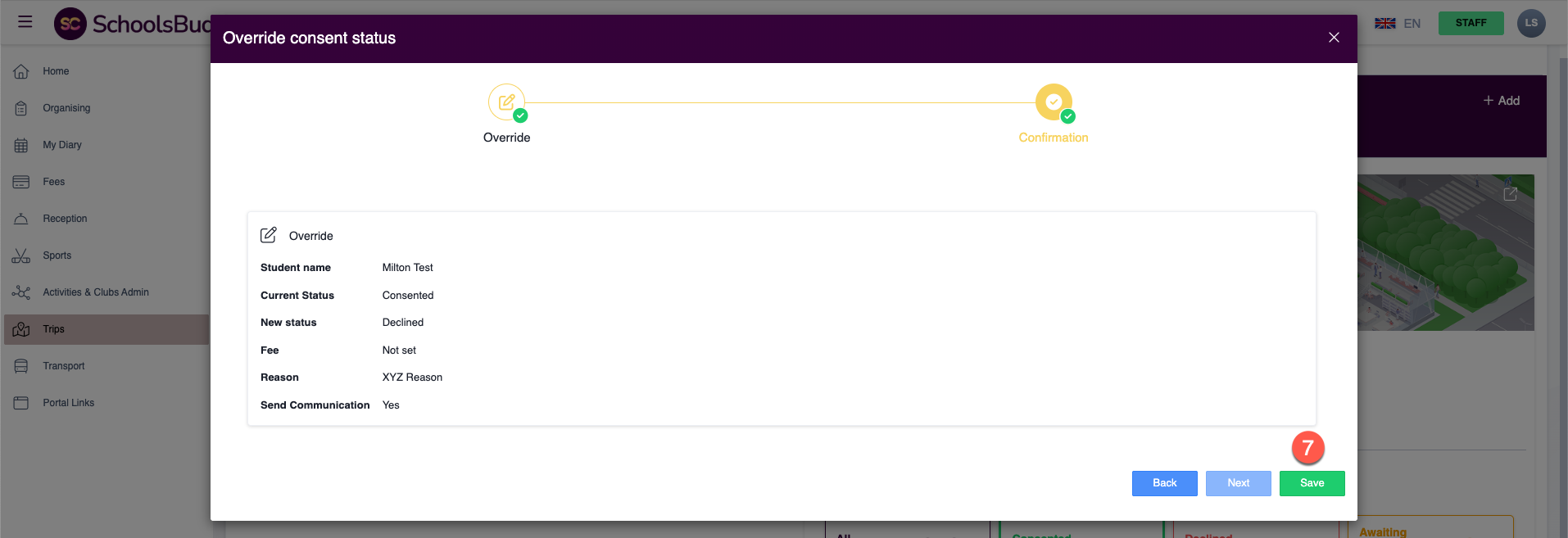 Captura de pantalla: Luego guarda para confirmar el cambio.