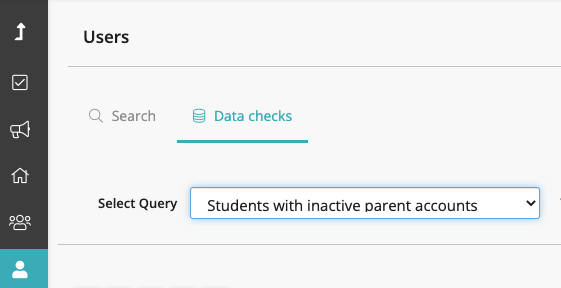 Captura de pantalla: Si es necesario, puede realizar una verificación de datos para ver qué estudiantes tienen cuentas de padres inactivas.