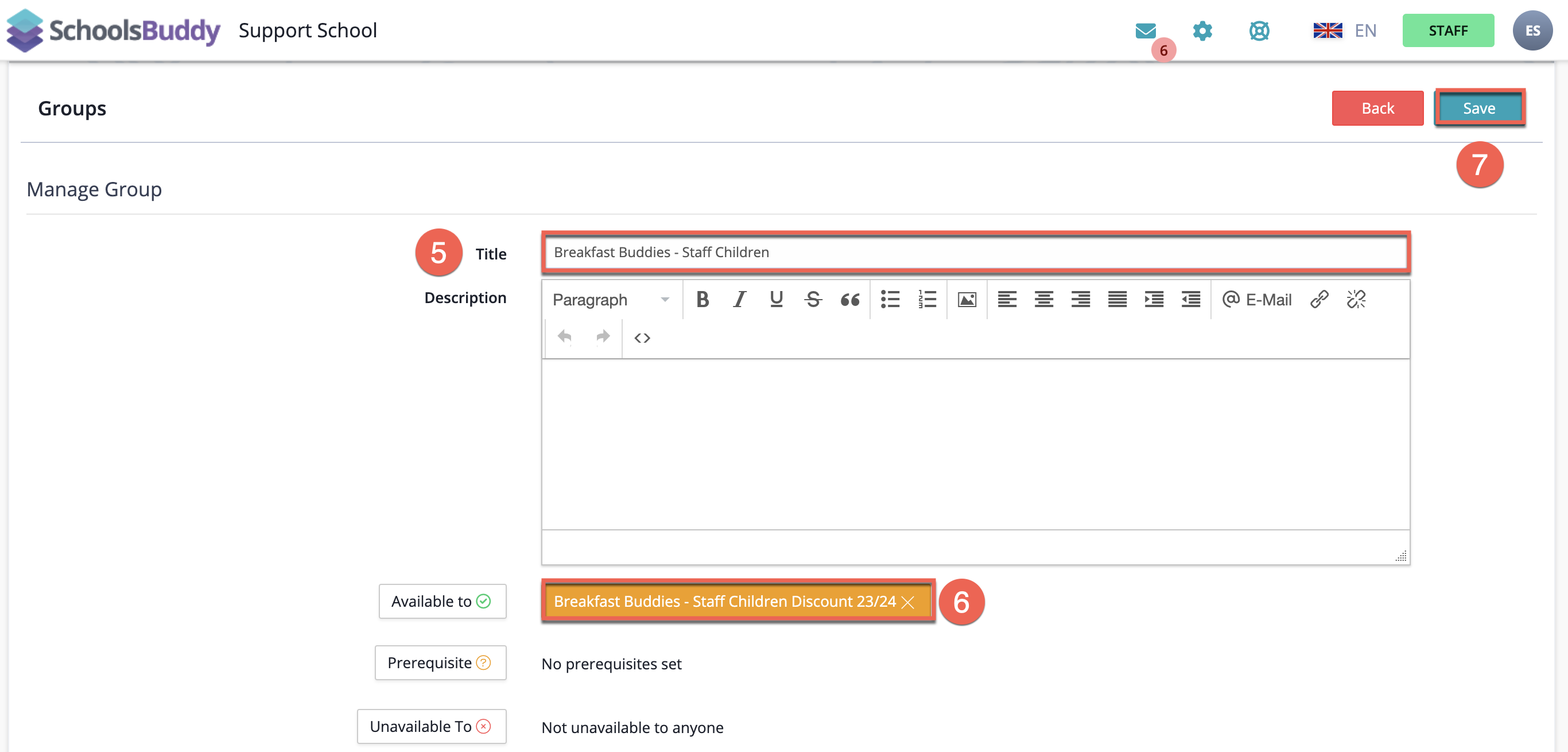 Captura de pantalla: Haz clic en 'Guardar' para crear el grupo.