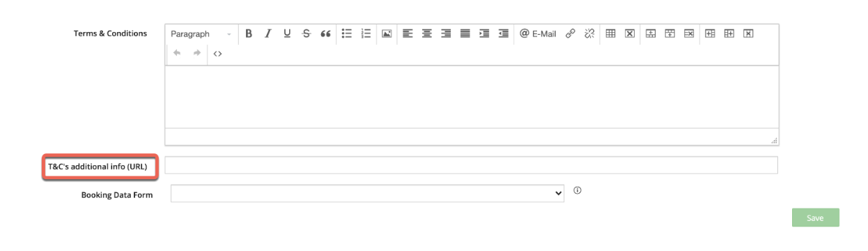 Captura de pantalla: Si sus Términos y condiciones están alojados en su sitio web o desea proporcionar un enlace al sitio web de su escuela, por favor