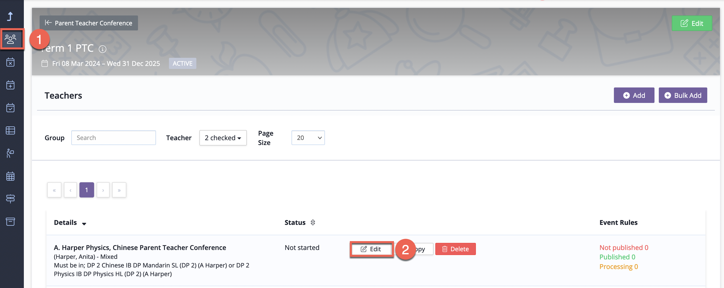 Captura de pantalla: Guardar la configuración del grupo