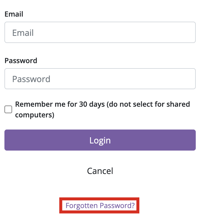 Captura de pantalla: Para restablecer tu contraseña, ve a la página principal de tu escuela y haz clic en 'Contraseña olvidada'.