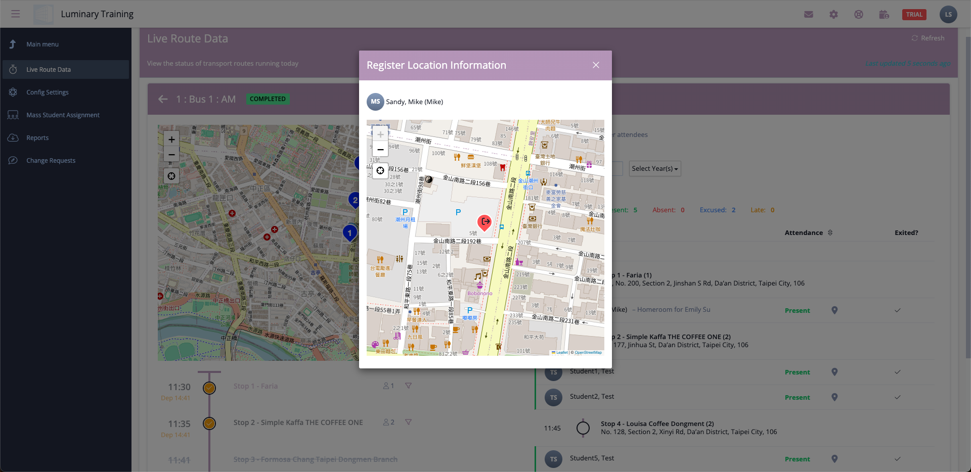 Captura de pantalla: Visualización del mapa: Al hacer clic en este icono de ubicación, se abrirá la vista del mapa, que muestra la ubicación exacta de