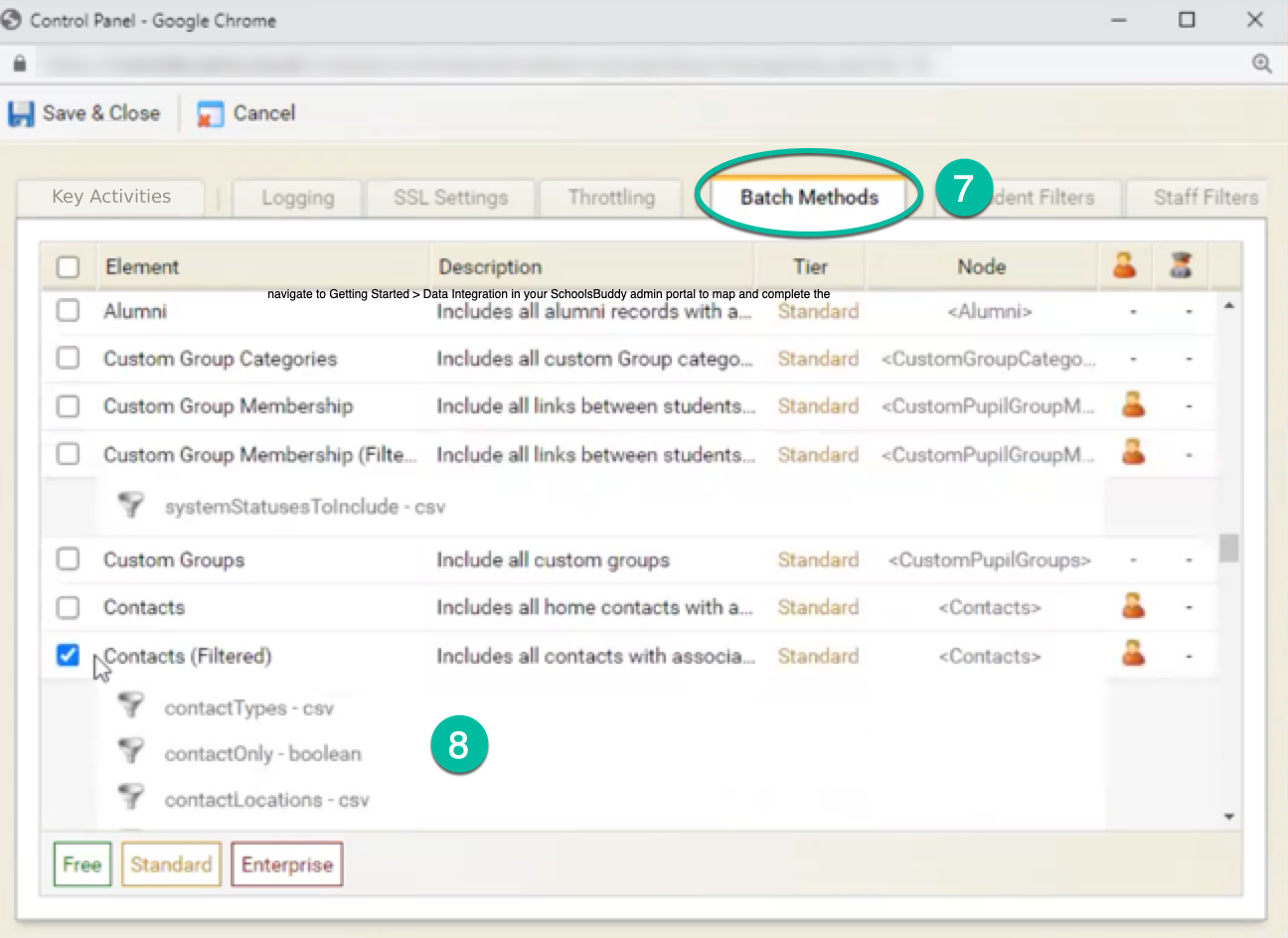 Captura de pantalla: Configure cada tecla revisando la configuración como se muestra en la tabla a continuación.