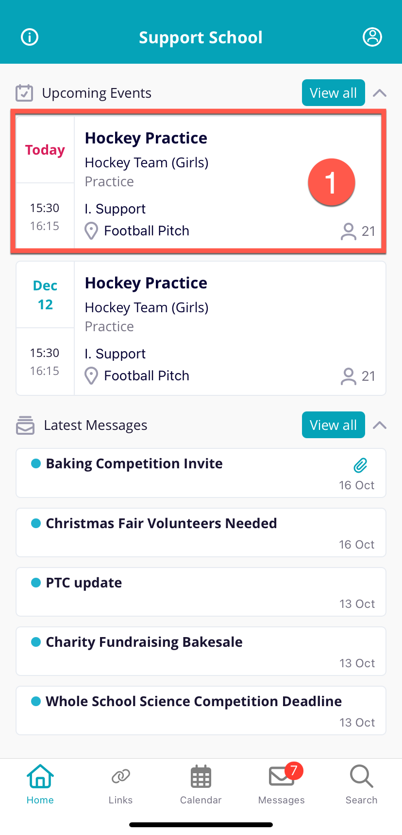 Captura de pantalla: Seleccione el evento al que asistirá.