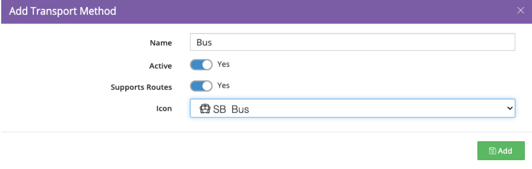 Captura de pantalla: Aquí es donde se configuran los días en que funciona el transporte escolar.