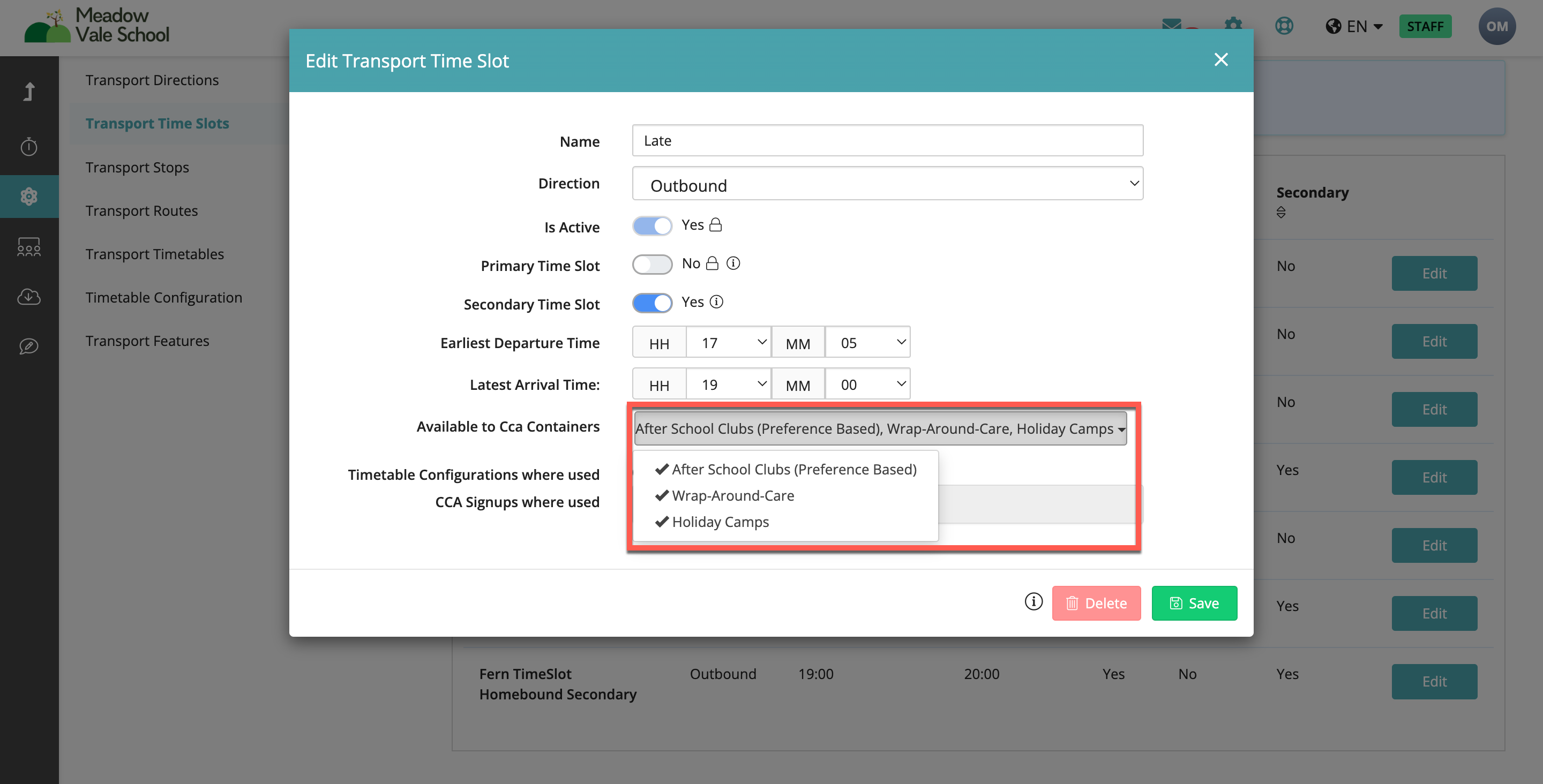 Captura de pantalla: Diríjase al contenedor que está configurando.